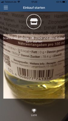Screenshot of a smartphone display while scanning a barcode