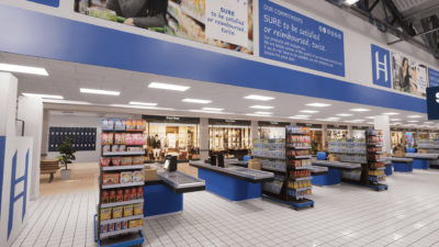 supermarket with checkout counters