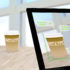 Tablet displaying information about coffee cup; copyright: panthermedia / beebright