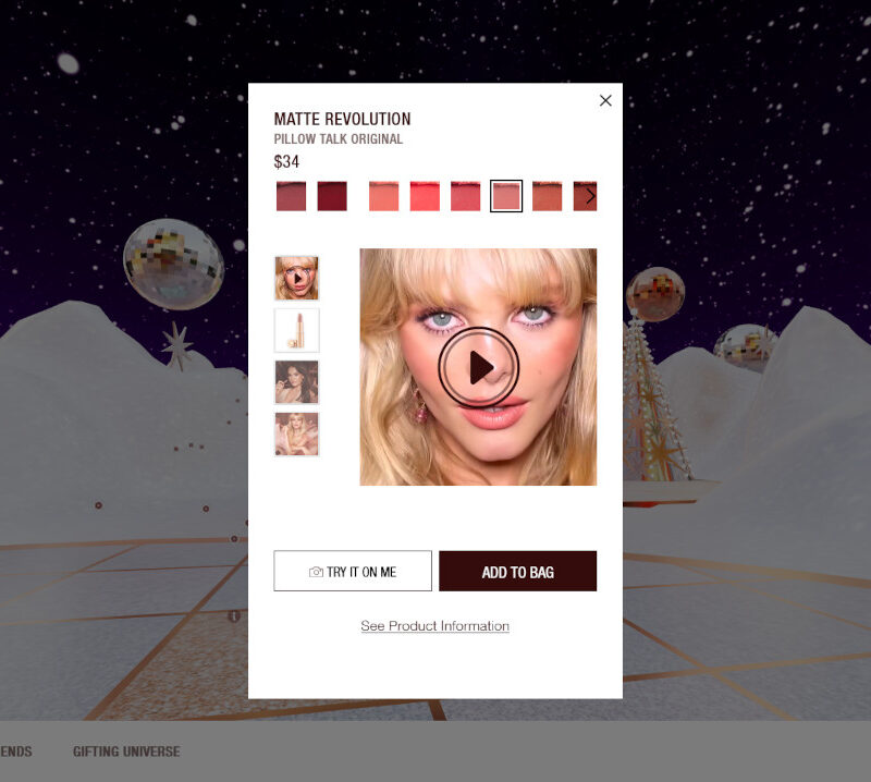 Makeup colors selection virtual shopping world