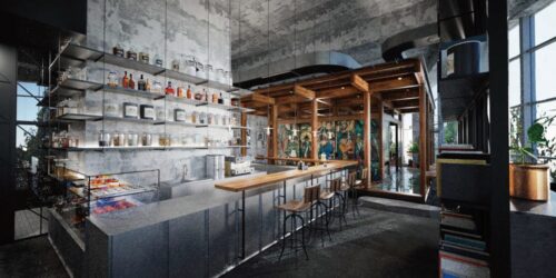 Store design of a bar (Chinese Baijiu) with a lot of wood