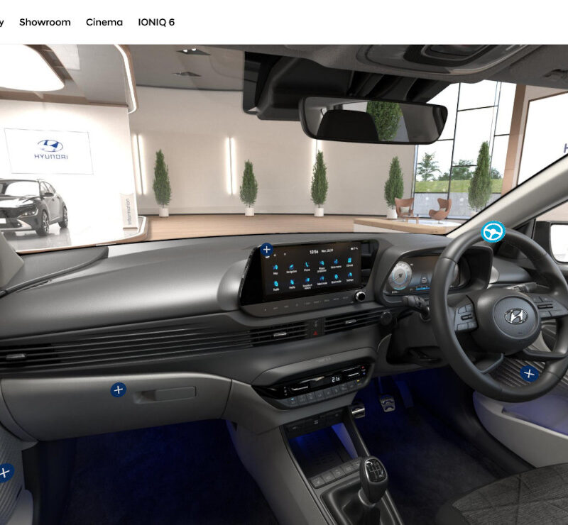 Virtuelle Ansicht von einem Autoinnenraum.