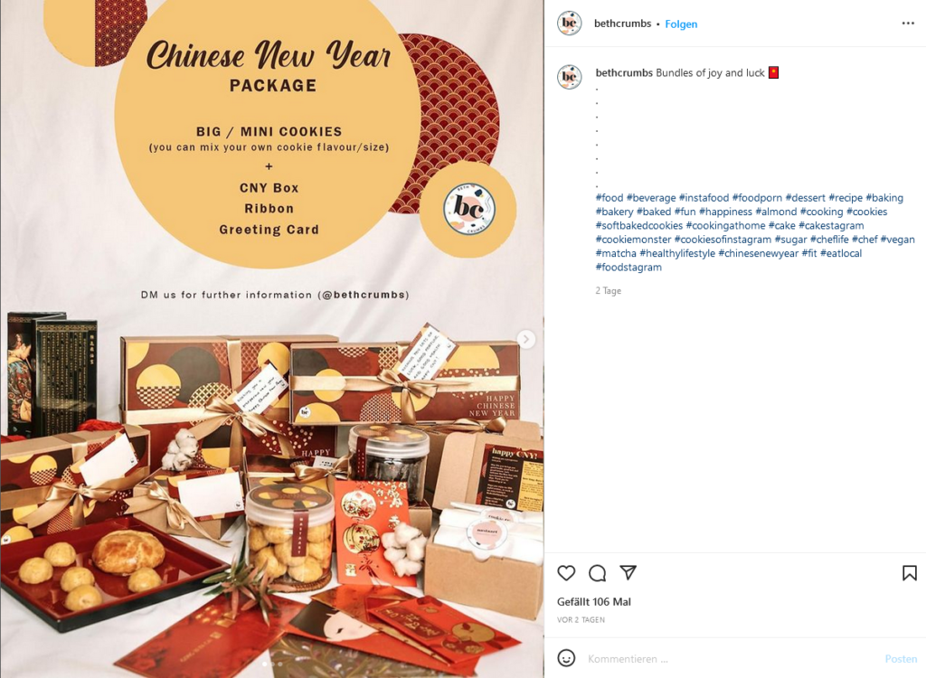 Ein Screenshot eines Instagram-Posts einer Bäckerei