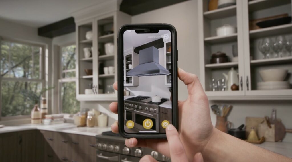 Screenshot Zephyr range hood dunstabszugshaube kitchen küche AR augmented reality; Copryright: Zephyr