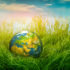 A small earth globe in high grass