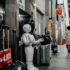 Robot Pepper stands in front of a shop on the street; copyright: Lukas/Unsplash