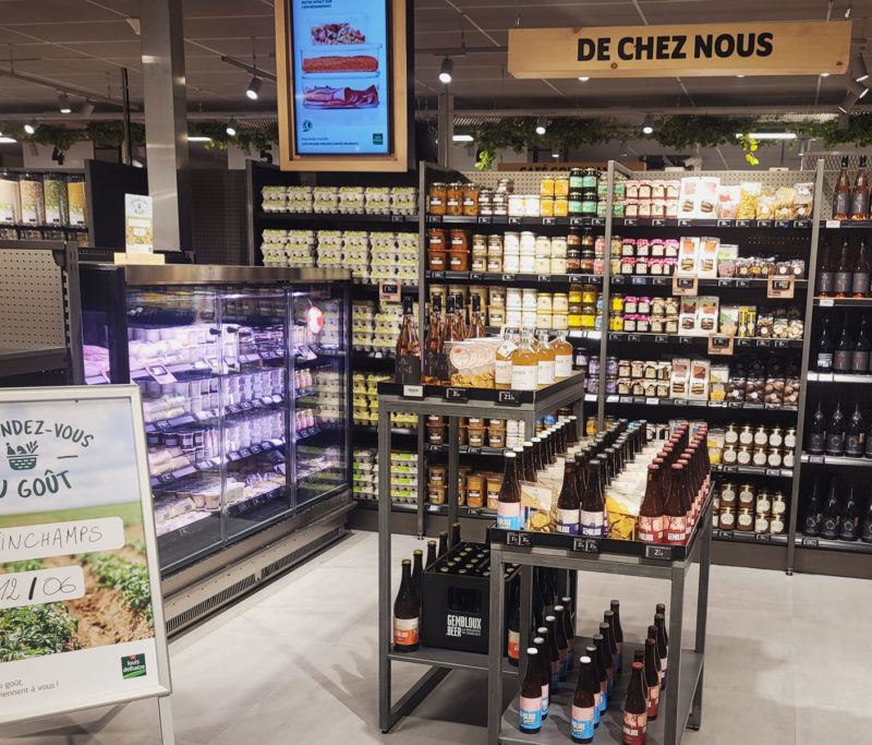 A shelf for local products in the louis delhaize OPEN MARKET
