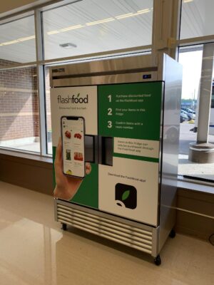 An automated kiosk in a grocery store
