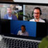 Three men having a webtalk on a laptop screen