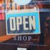 "Open" sign on the store door; Copyright: StockSnap / Pixabay